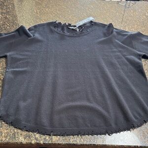 CHARLIE B Black Distressed Long Sleeve Tee